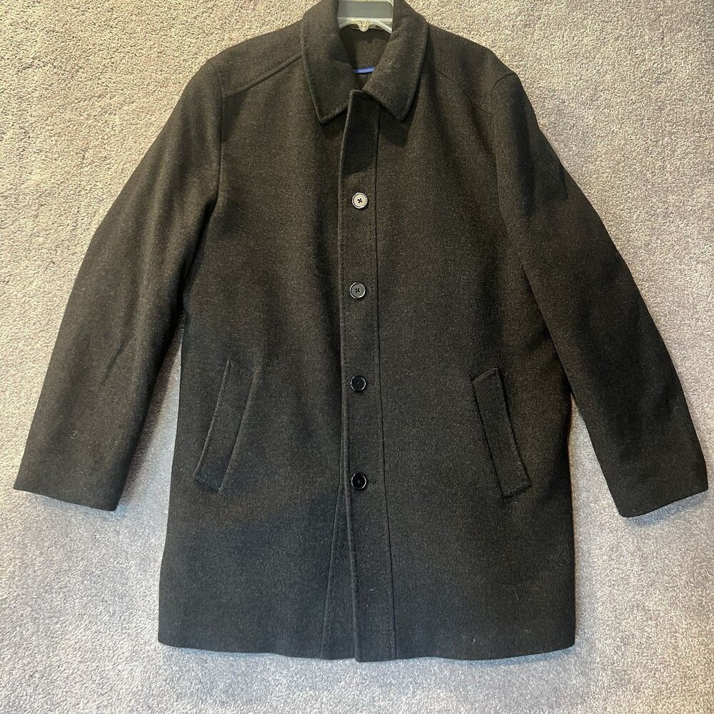 Drizzle Coat Mens Black Wool Blend Heavy Car Coat Overcoat Plaid Lined Jacket